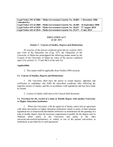 Legal Notice 293 of 2006 – Malta Government Gazette No.... Amended by: