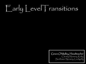 Early LevelTransitions Grace O’Malley, Headteacher Clentry Nursery, Kelty Sunflower Nursery, Lochgelly