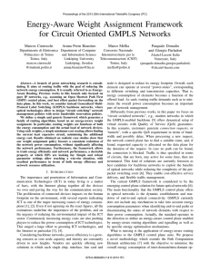 Energy-Aware Weight Assignment Framework for Circuit Oriented GMPLS Networks Marcos Ciarrocchi