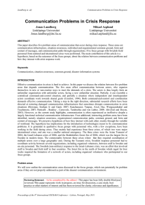 Communication Problems in Crisis Response Jonas Lundberg Mikael Asplund Linköpings Universitet