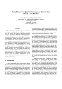 Formal Support for Quantitative Analysis of Residual Risks in Safety-Critical Systems