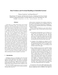 Data Freshness and Overload Handling in Embedded Systems