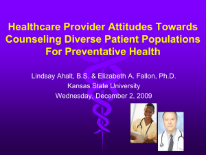 Healthcare Provider Attitudes Towards Counseling Diverse Patient Populations For Preventative Health