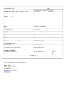 WaterLINK MINIGRANT APPLICATION PROJECT TITLE: Form date June 2009