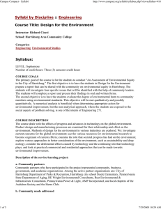 Syllabi by Discipline Engineering :: Course Title: Design for the Environment