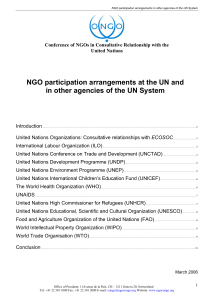 NGO participation arrangements at the UN and United Nations