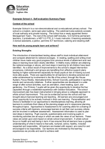 Exemplar School 4 is a non-denominational and co-educational primary school. ... school is a modern, semi-open plan building.  The catchment... Exemplar School 4 - Self-evaluation Summary Paper