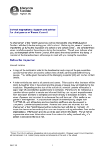 School inspections: Support and advice for chairperson of Parent Council