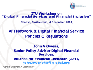 AFI Network &amp; Digital Financial Service Policies &amp; Regulations