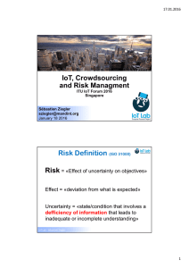 IoT, Crowdsourcing and Risk Managment Risk Risk Definition