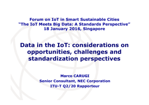 Forum on IoT in Smart Sustainable Cities 18 January 2016, Singapore