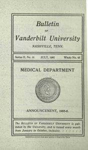 Bulletin Vanderbili Unlversity MEDICAL DEPARTMENT