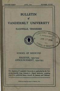 BULLETIN VANDERBILT UNIVERSITY 'I NASHVilLE.