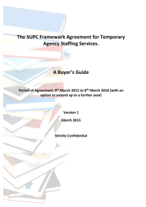 The SUPC Framework Agreement for Temporary Agency Staffing Services. A Buyer’s Guide