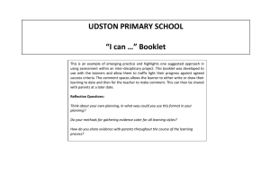 UDSTON PRIMARY SCHOOL  “I can …” Booklet