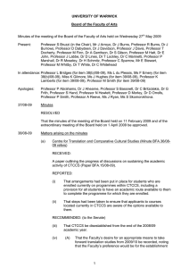 Minutes of the meeting of the Board of the Faculty... May 2009 Present:
