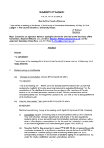 UNIVERSITY OF WARWICK FACULTY OF SCIENCE Board of the Faculty of Science