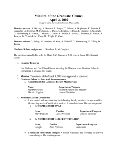 Minutes of the Graduate Council April 2, 2002