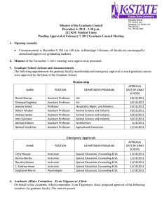 Minutes of the Graduate Council December 6, 2011 - 3:30 p.m.