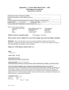 Appendix A:  Course Data Sheet Form – Add