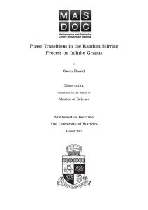Phase Transitions in the Random Stirring Process on Infinite Graphs Owen Daniel Dissertation