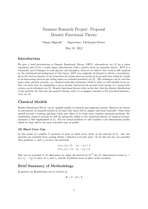Summer Research Project: Proposal Density Functional Theory Introduction Simon Bignold