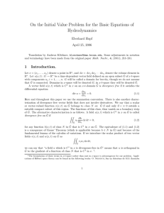 On the Initial Value Problem for the Basic Equations of Hydrodynamics