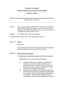 Minutes of the Meeting of the Warwick International Foundation Programme... Studies held on 4 July 2014.