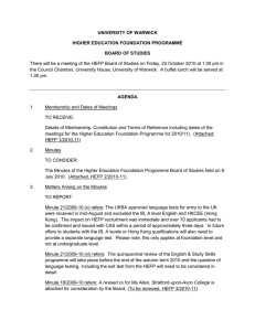 UNIVERSITY OF WARWICK HIGHER EDUCATION FOUNDATION PROGRAMME BOARD OF STUDIES