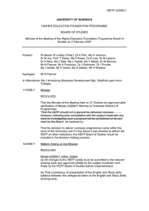 HEFP/ 5/2006-7  HIGHER EDUCATION FOUNDATION PROGRAMME BOARD OF STUDIES