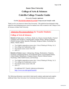 College of Arts &amp; Sciences Cabrillo College Transfer Guide Santa Clara University