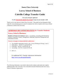 Cabrillo College Transfer Guide Leavey School of Business Santa Clara University