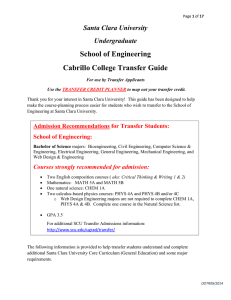 School of Engineering Cabrillo College Transfer Guide  Santa Clara University