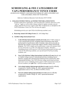 SCHEDULING &amp; FEE CATEGORIES OF VAPA PERFORMANCE VENUE USERS