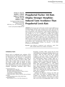 Prepubertal Fischer 344 Rats Display Stronger Morphine- Induced Taste Avoidance Than