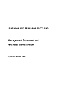 Management Statement and Financial Memorandum LEARNING AND TEACHING SCOTLAND