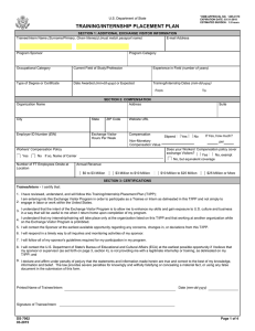 TRAINING/INTERNSHIP PLACEMENT PLAN