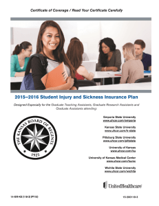 2015–2016 Student Injury and Sickness Insurance Plan  Designed Especially for the