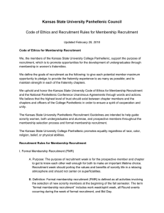 Kansas State University Panhellenic Council    Code of Ethics and Recruitment Rules for Membership Recruitment 