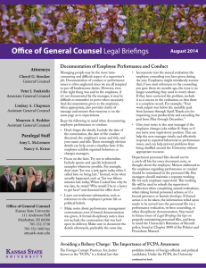 Office of General Counsel Legal Briefings Documentation of Employee Performance and Conduct Attorneys