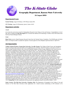 The K-State Globe  Geography Department, Kansas State University Departmental Events