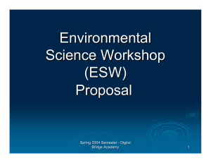 Environmental Science Workshop (ESW) Proposal