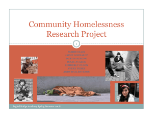 Community Homelessness Research Project 1 MARIE ELLIS