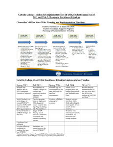 Cabrillo College Timeline for Implementation of SB 1456, Student Success... 2012 and Title 5 Changes to Enrollment Priorities