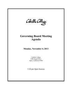 Governing Board Meeting Agenda  Monday, November 4, 2013