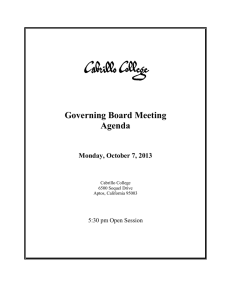 Governing Board Meeting Agenda Monday, October 7, 2013 5:30 pm Open Session