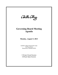 Governing Board Meeting Agenda  Monday, August 5, 2013