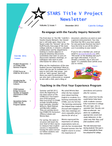 STARS Title V Project Newsletter Re-engage with the Faculty Inquiry Network! Cabrillo College
