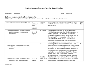 Student Services Program Planning Annual Update