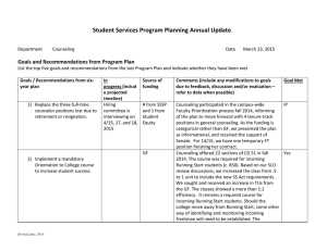 Student Services Program Planning Annual Update